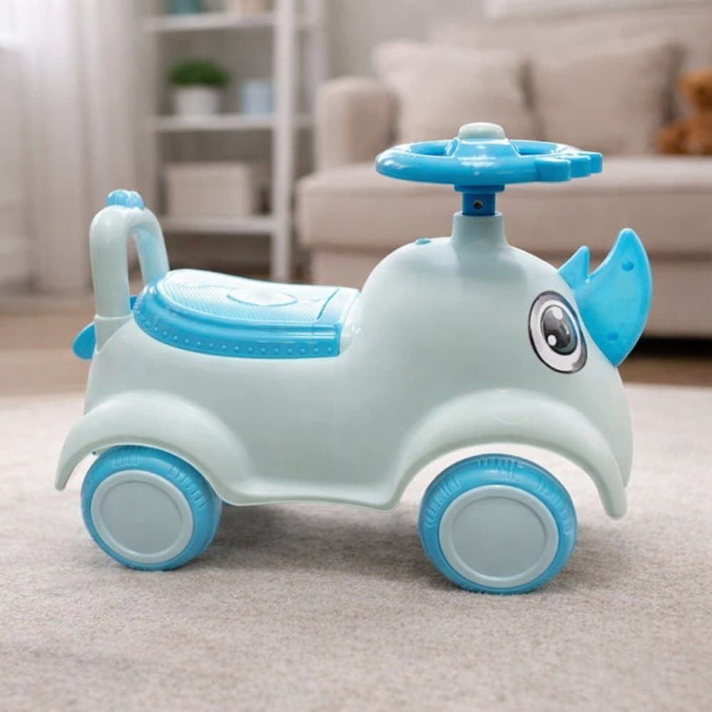 Andador Infantil Rinoceronte Andador Bebê Empurrador Primeiros Passos Rodinhas Carrinho Interativo