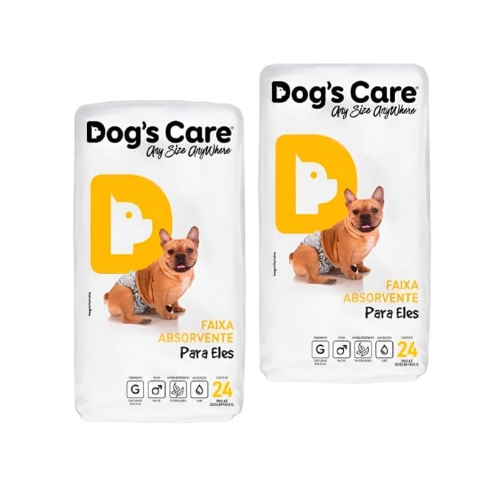 KIT Fralda higiênica descartável TAM G pet para cães MACHO c/ 48 und Dogs Care