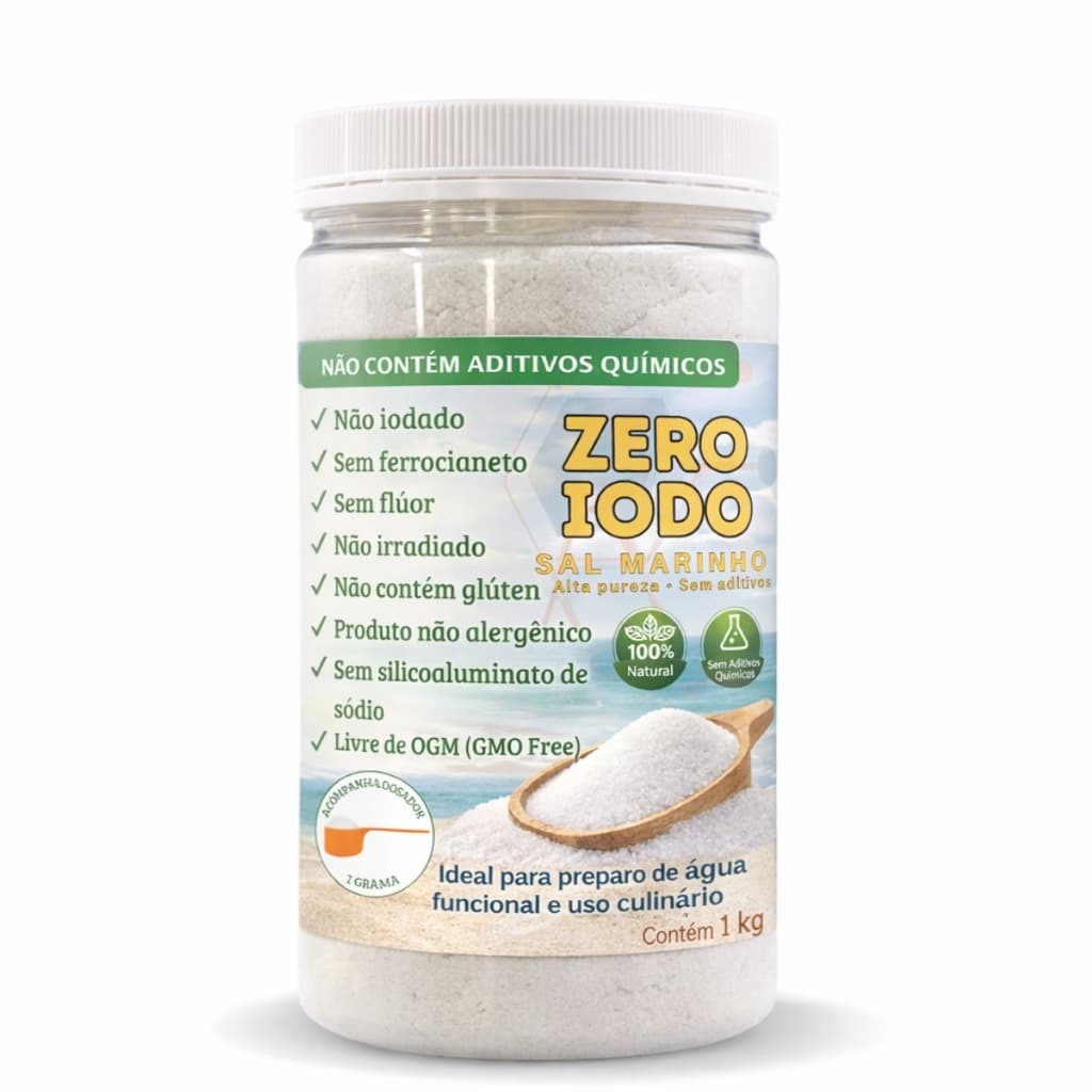 Sal Marinho Puro Moído Sem Iodo 1Kg 100% Natural
