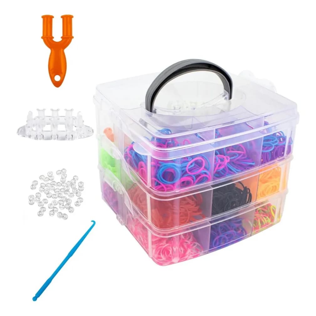 Maleta Kit Pulseiras Infantil C/ 3000 Elásticos Miçangas | Brinquedo Educativo Criativo