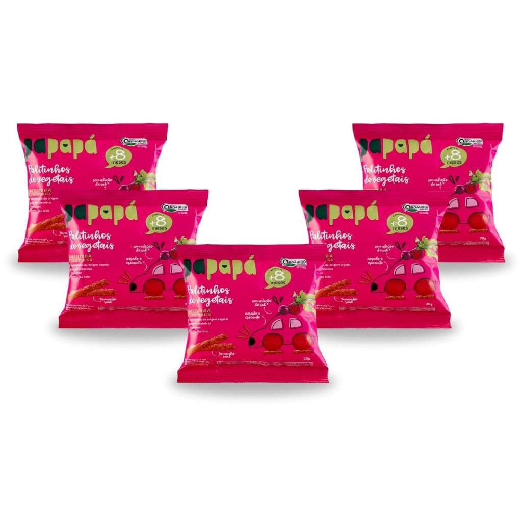 Biscoito Infantil Papapa Organico Beterraba 20g Kit 5un