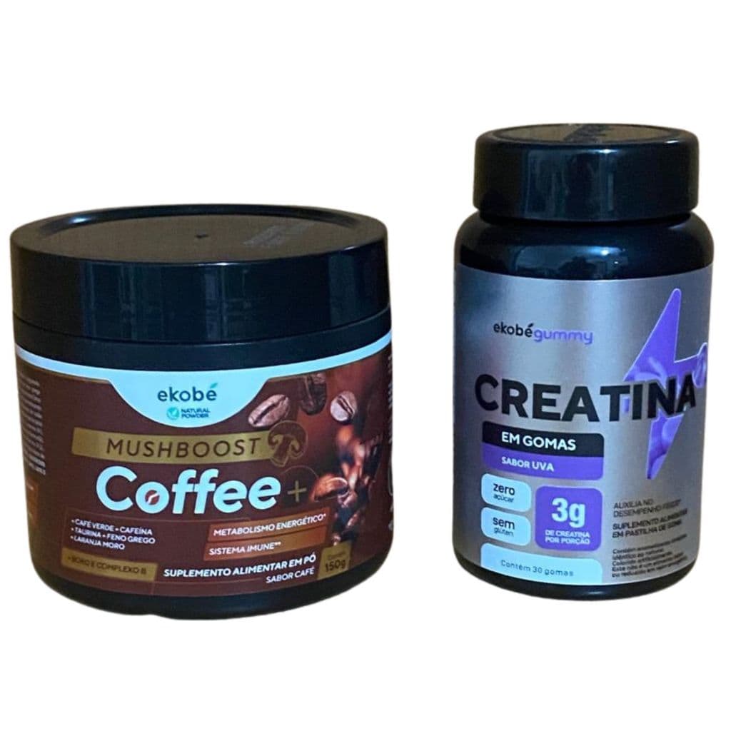 Kit Energia e Performance Ekobé – Creatina Goma Uva + Pré Treino Coffee Mushboost