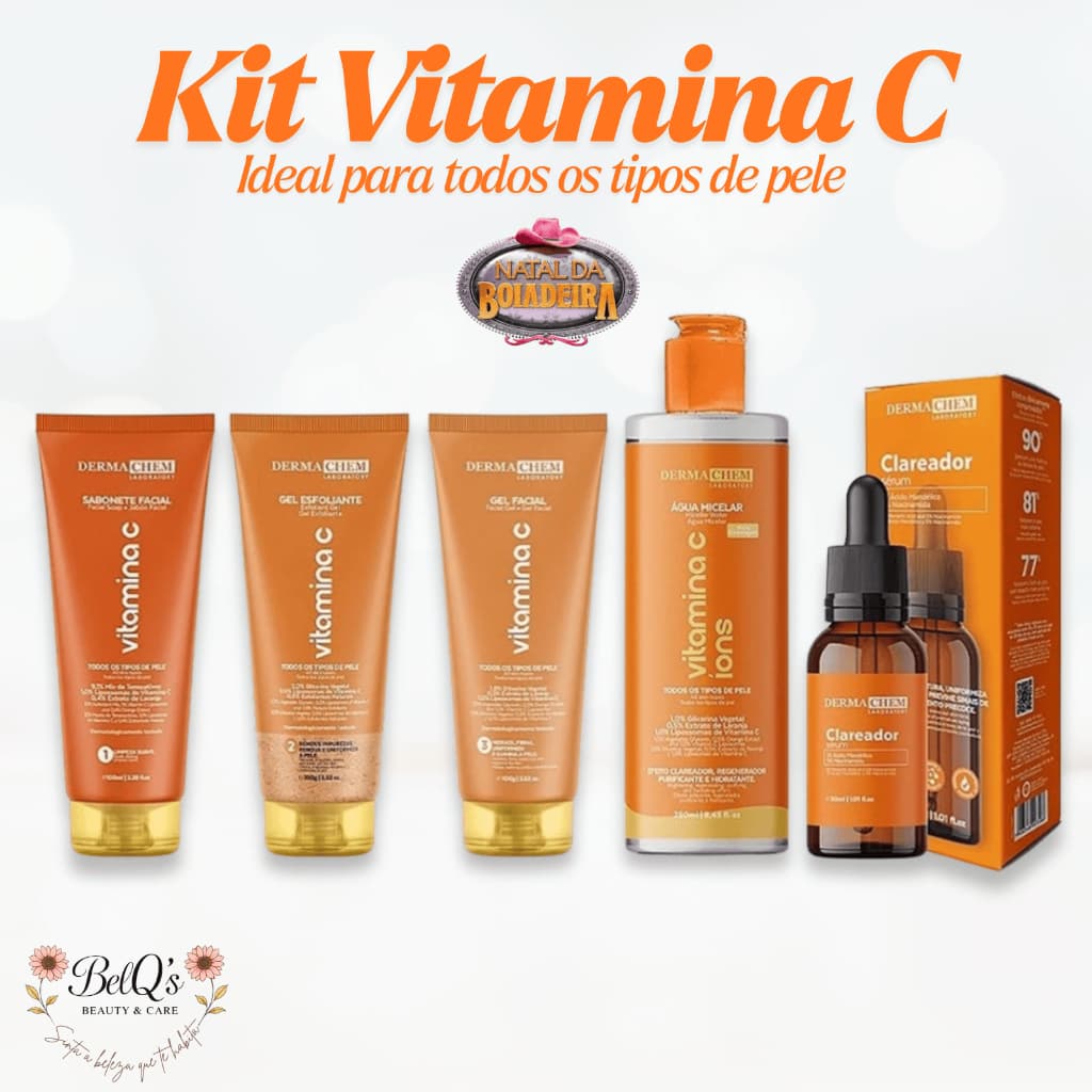 Kit Skincare Vitamina C Clareamento de manchas, Anti-Idade, diminuição dos poros e luminosidade em 7 dias