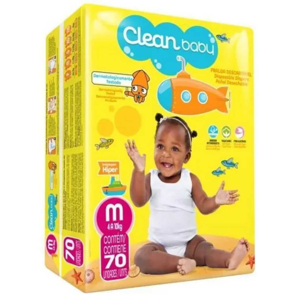 Fralda Descartavel M Com 70Un Clean Baby