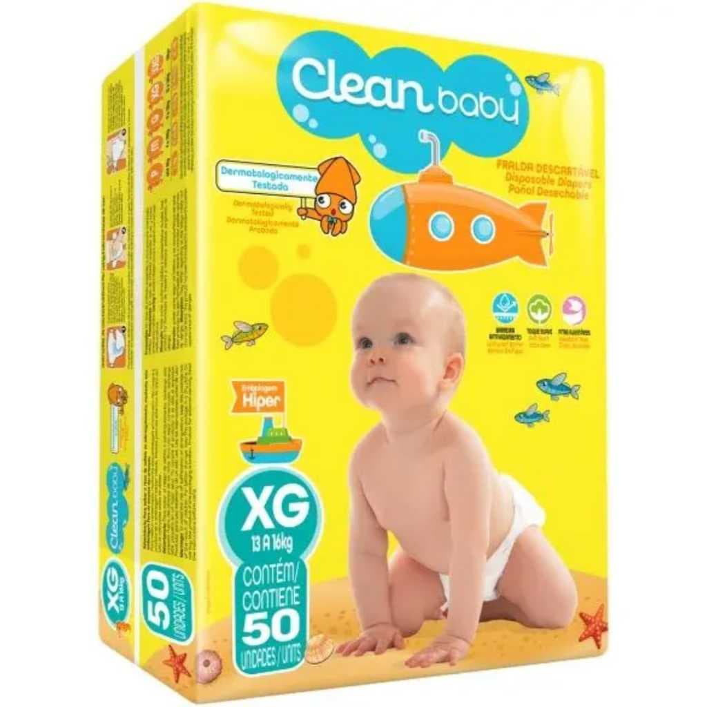 Pacotão de fralda Clean BabyXG 50 fraldas