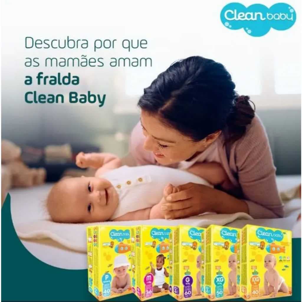 Pacotão Clean Baby M 70 ,G 60 ,XG 50 , XXG 40  fraldas