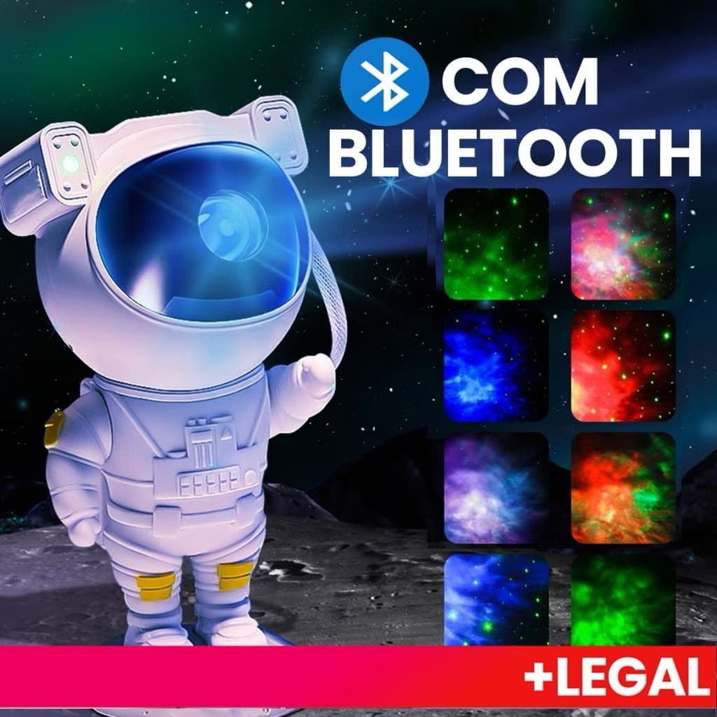 Projetor luminária astronauta luz led galáxia estrelas