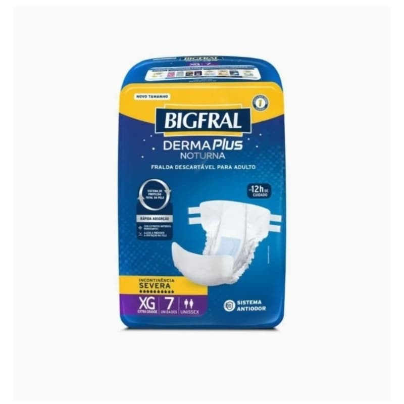 Fralda Bigfral Derma Plus Noturna XG 7 Unidades