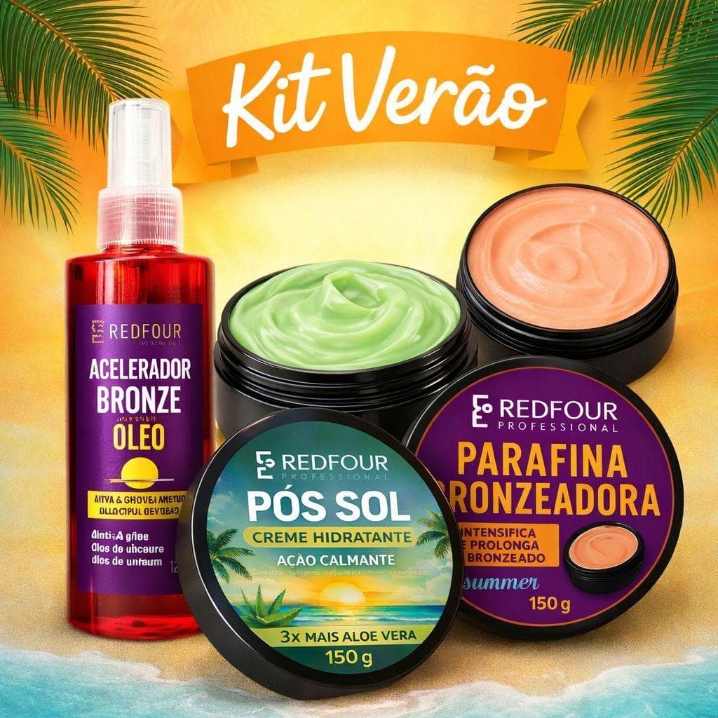 Kit Bronzeador Acelerador de Bronze 120ml  + Parafina 150gr + Hidratante Pós Sol 150gr