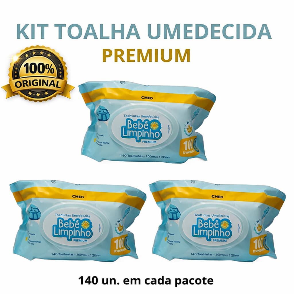 Lenços Umedecidos Bebê Limpinho Premium – Kit com 3, 4, 5 ou 6 Pacotes – Hipoalergênico