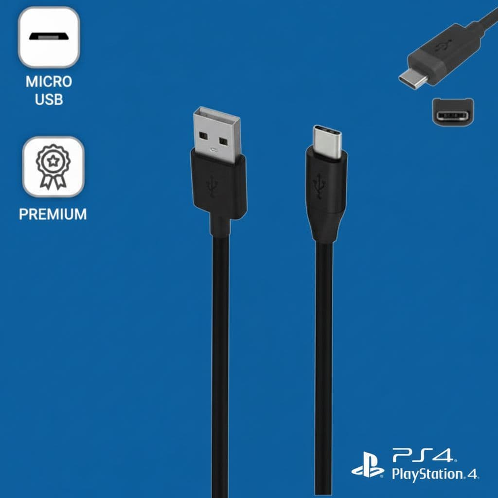 Cabo Carregador Controle PS4 1.5M USB V8 Para Playstation 4 Rápido e Compatível Manete videogame Pc