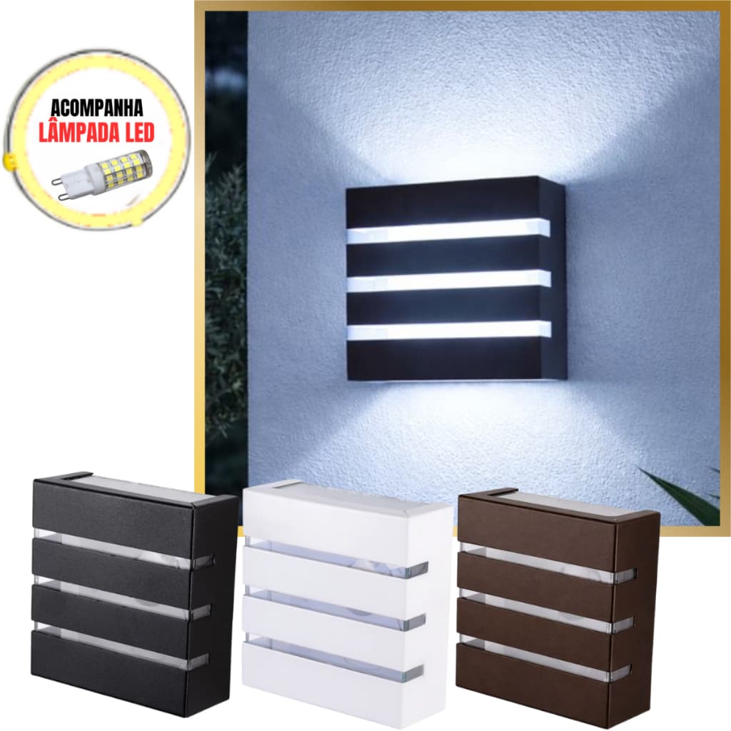 Kit 3 Arandela Luminária Spot Led 3 Frisos Parede Jardim Muro Led