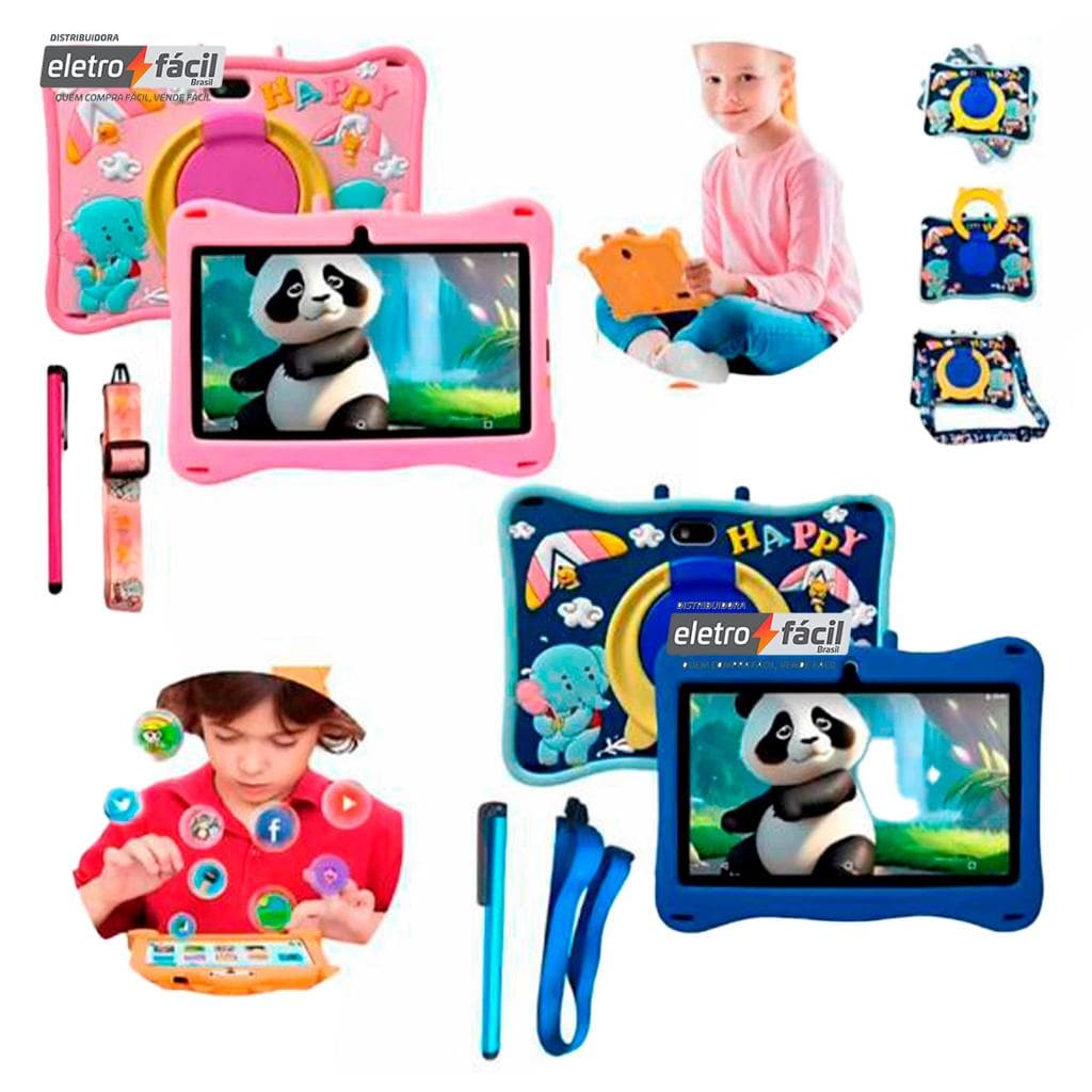 Tablet Infantil com Android 13 – 4GB de RAM, 64GB de armazenamento, WiFi e que Acompanha Maleta – Diversão, Segurança