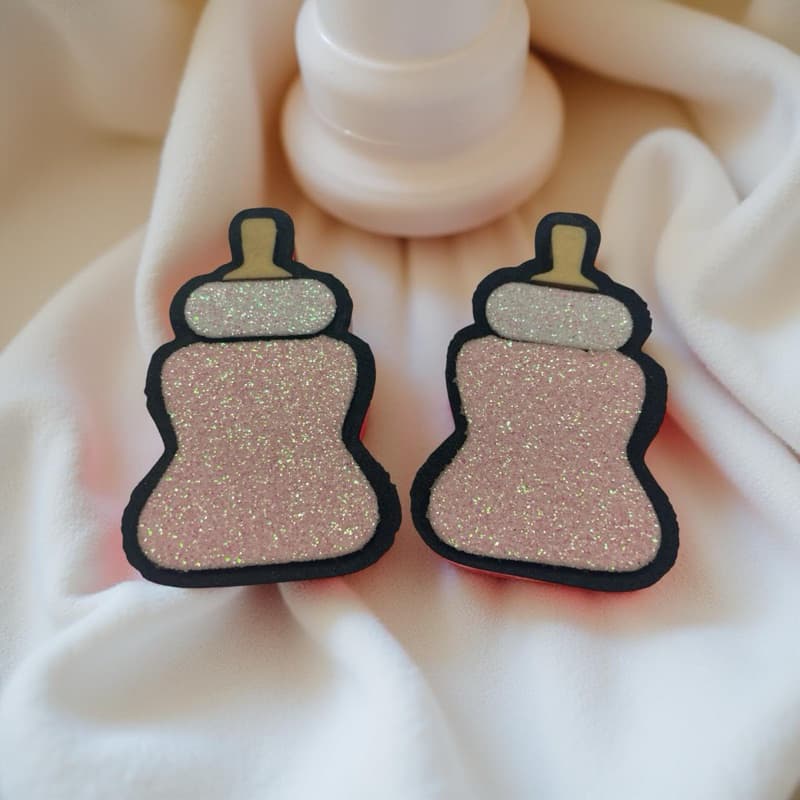 Kit 3 Mamadeiras em EVA com Glitter Luxo - Aplique para Lembrancinhas e Chá de Bebê