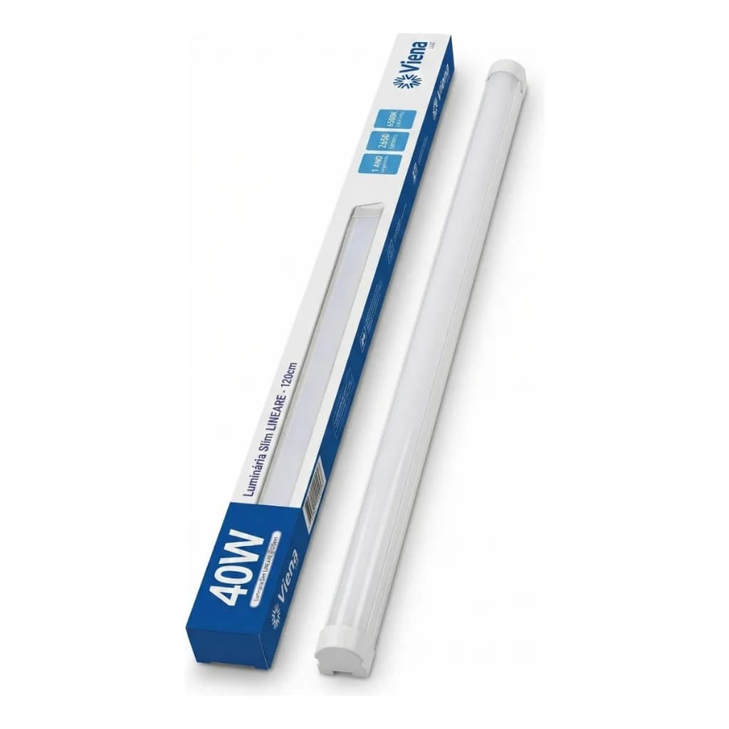 Lampada Led Calha Viena 40w Luminaria 1.20metros Branco Frio