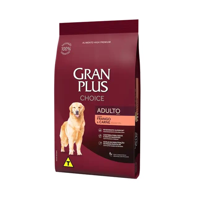 Ração 20Kg GranPlus Choice Frango e Carne para Cães Adultos