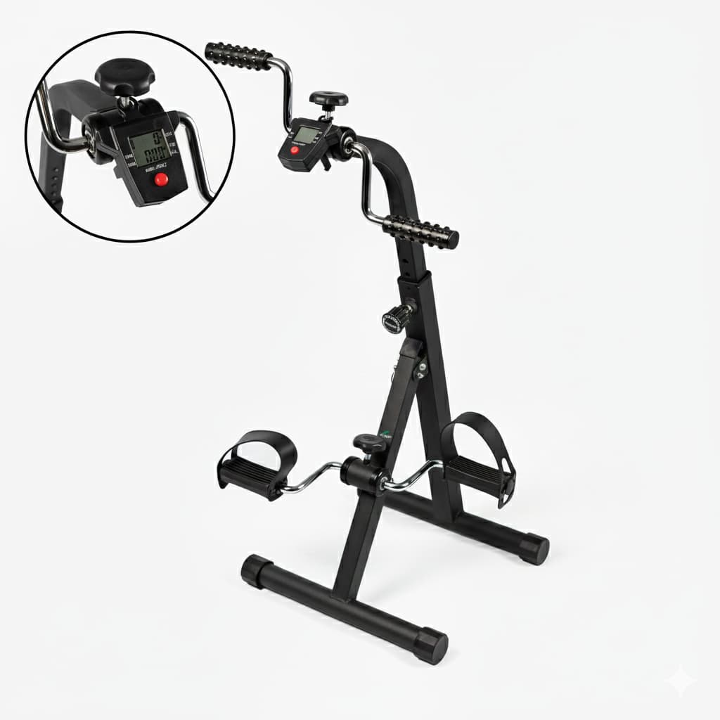 Mini Bicicleta Ergométrica Portátil Exercitador Braços e Pernas com Display e Intensidade Ajustável