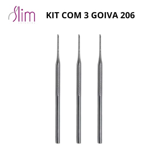 Kit com 3 Goiva 206 - Slim - Pedicure e Manicure - Aço Inox