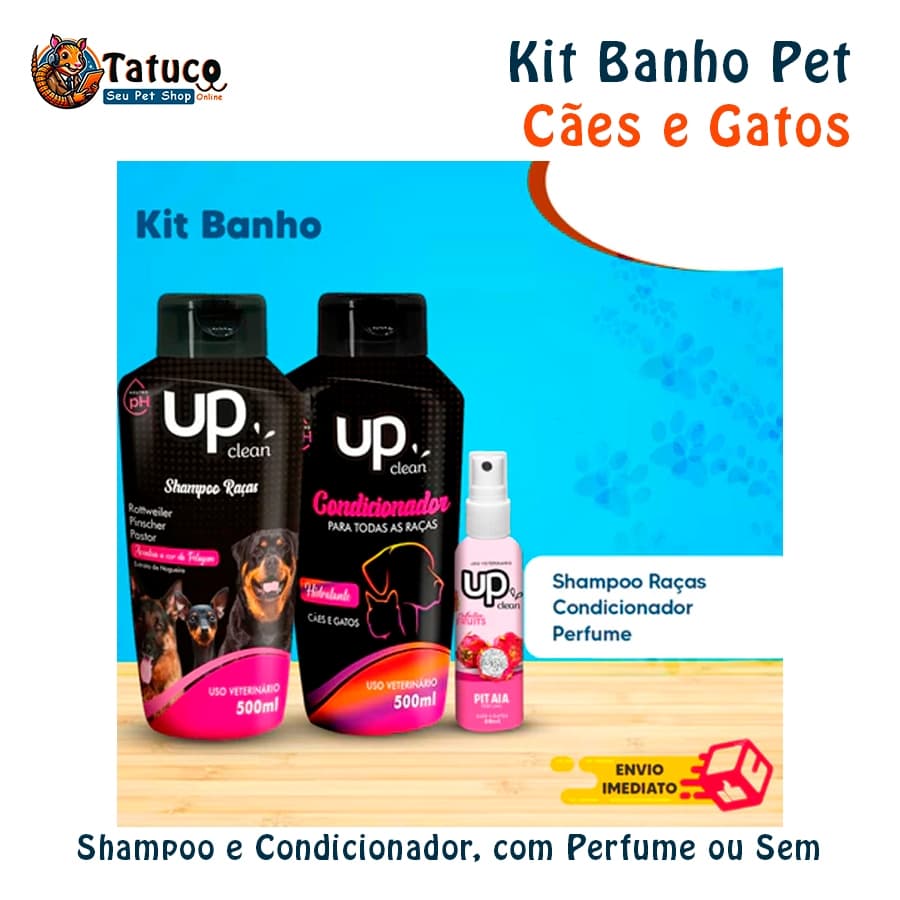 Kit Banho Pet Shampoo Condicionador Perfume Opcional Para Cachorros Várias Fragrâncias