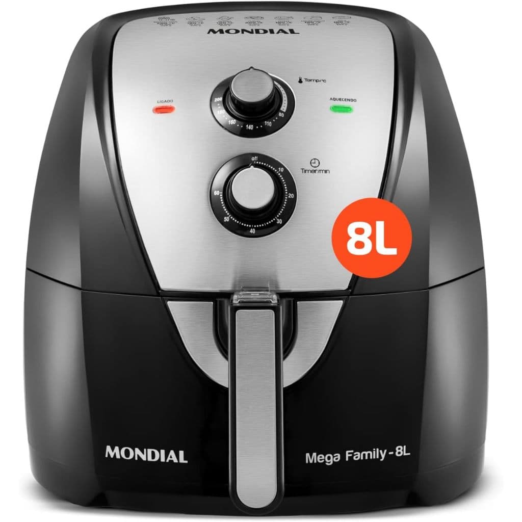 Fritadeira Sem Óleo Air Fryer 8l Afn-80-bi Mondial Preto/inox 1900w 220v