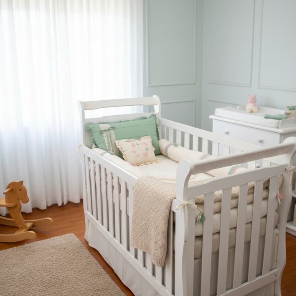 Kit Berço Americano Linho 6 Peças Completo enxoval de bebe 100% algodão Borboletinha Rose Meninabebe