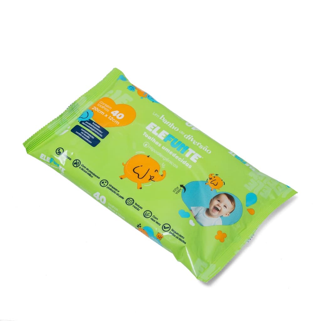 Kit com 10 Pacotes de Toalhas Umedecidas Elefunte - 40 Folhas – Lenço Umedecido