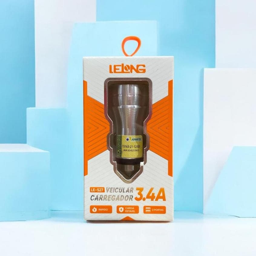 🔌 Carregador Veicular Lelong 3.4A Dupla Entrada USB – Carga Rápida e Estável