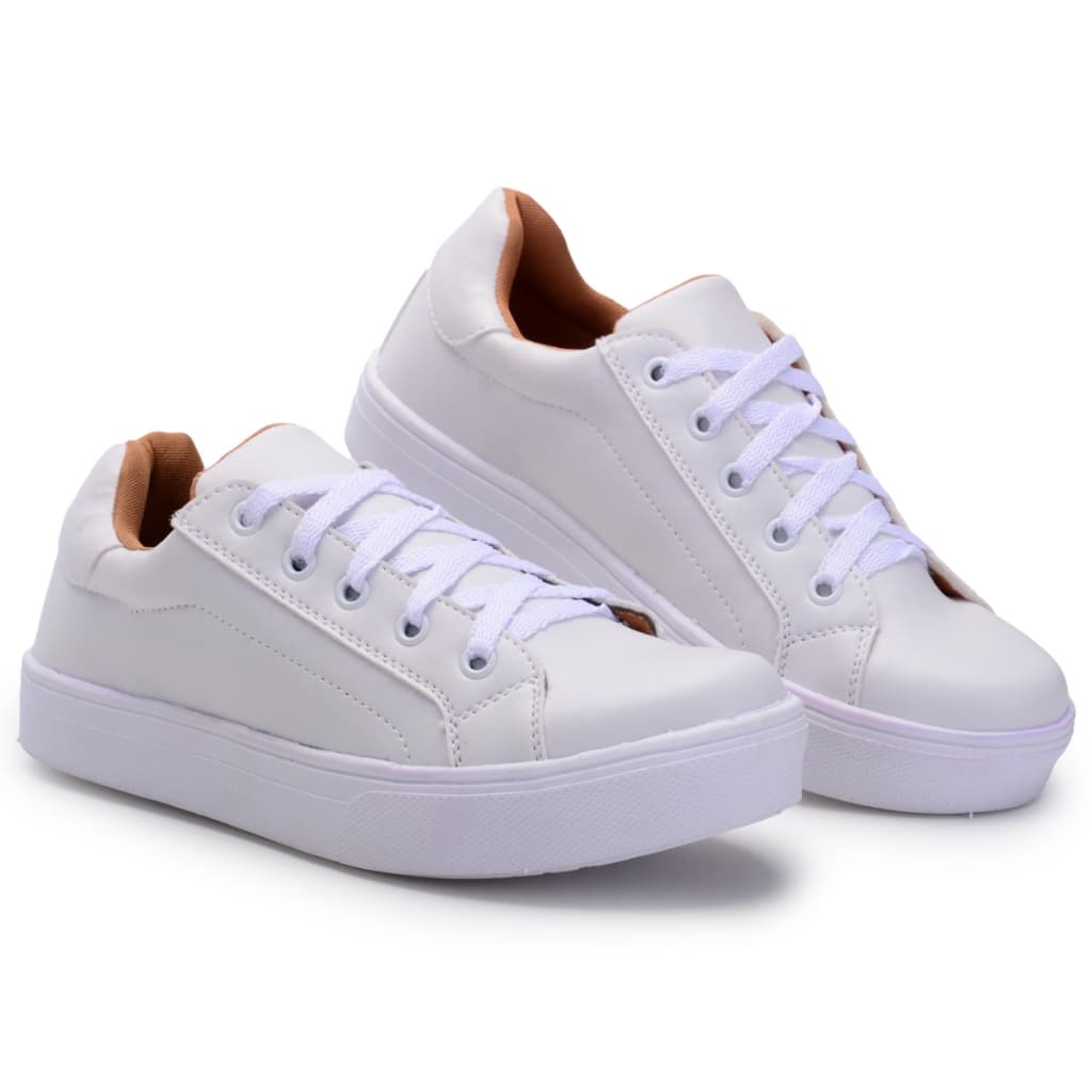 Sapatênis Feminino BelaE Casual Sapato Tênis Feminino Plataforma Blogueira Cadarço Sola Alta Confortável Moderno Estilo