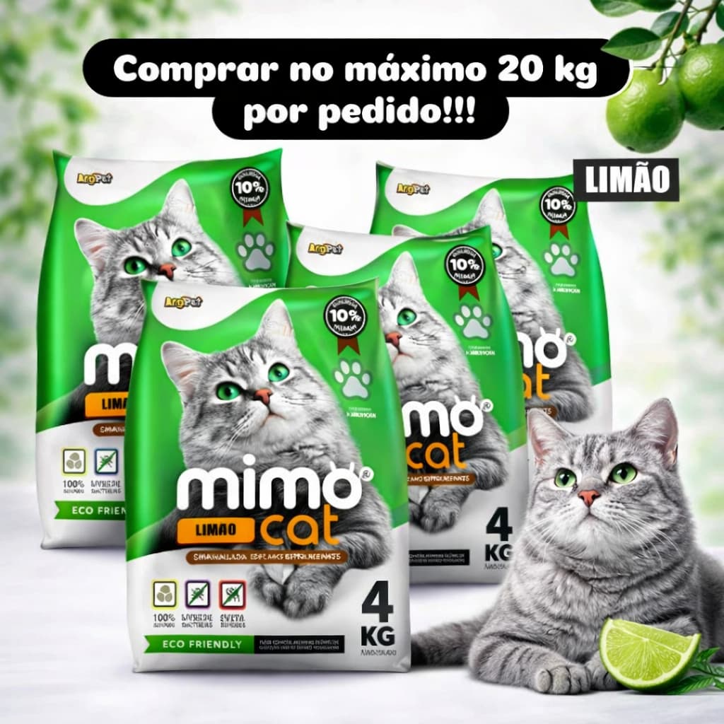 Areia Sanitária Mimo Cat Limão 4kg – Alta Absorção, Controle de Odores e Eco Friendly