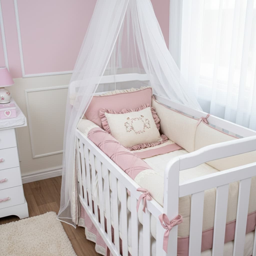 Kit berço Americano Linho 8 Peças Menino Menina Bordado Varios modelos Enxoval De bebe Completo Bebe