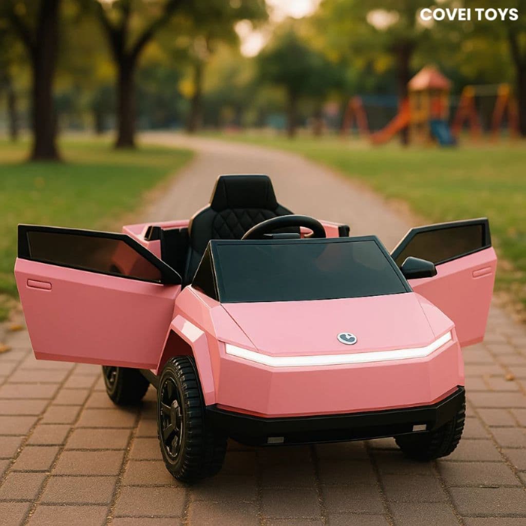 Carrinho Eletrico Infantil 12v Controle Remoto Som Led Suporta Até 30kg Cybertruck Rosa