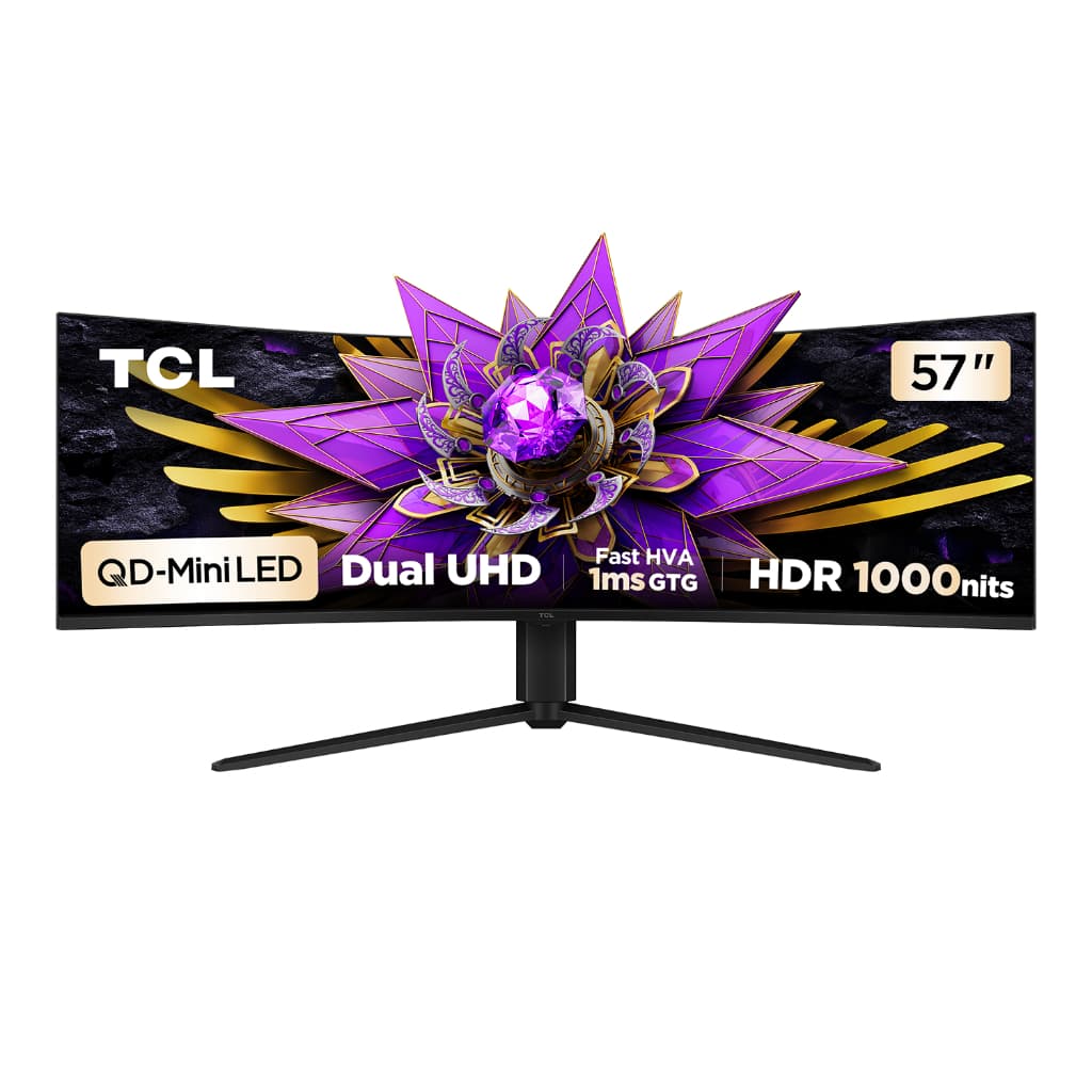 Monitor Gamer Curvo TCL 57 Polegadas QLED Mini LED 4K R94 120Hz 1ms (GtG) HDR 1000 nits 57R94