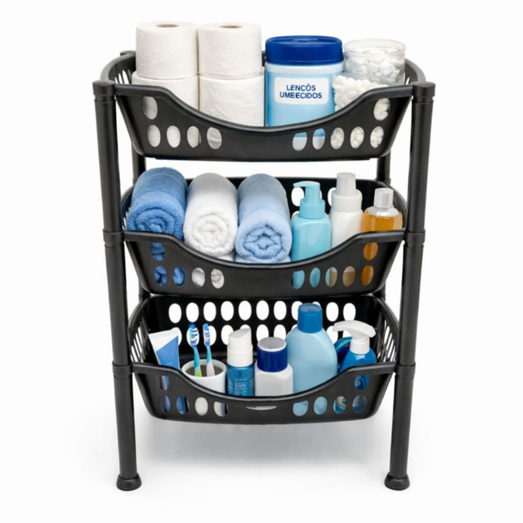 Cesto 3 Andares Vertical Organizador Polipropileno Banheiro