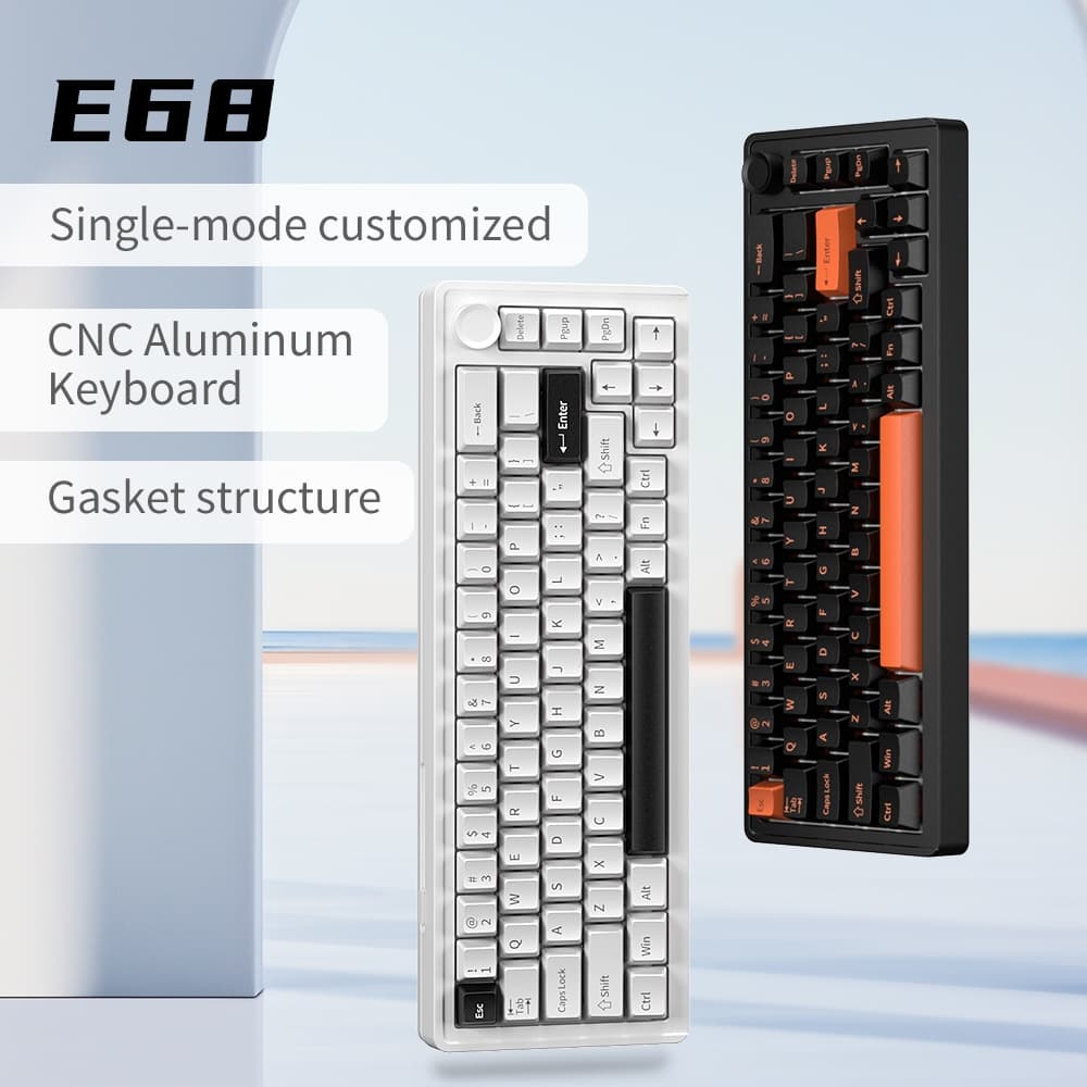 TECLADO DE ALUMÍNIO MECÂNICO RGB GASKET SUAVE PBT DUPLA INJEÇÃO COM BOTÃO METÁLICO COM FIO