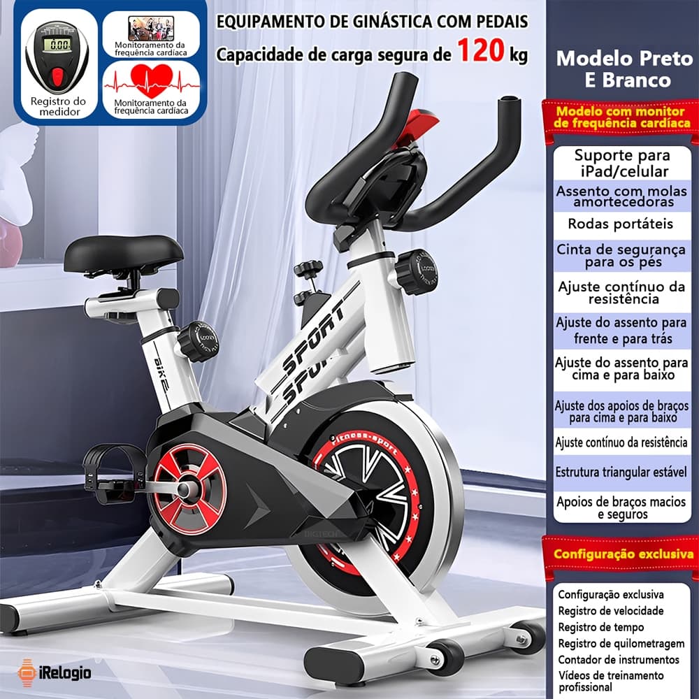 Bicicleta Bike Ergometrica Com Monitor Profissional Sport  Spinning Academia Fitness Profissional 120kg
