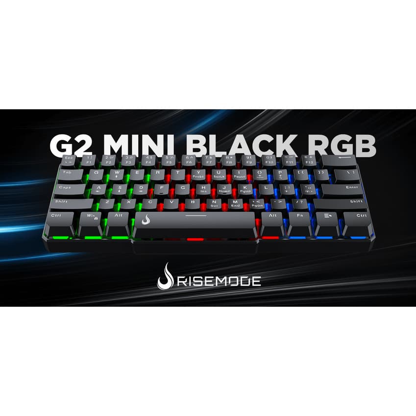Teclado Semi Mecânico Gamer Rise Mode G2 Mini, RGB, USB-C, Layout 60%, Preto