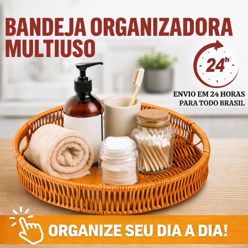 Bandeja Organizadora Multiuso Redonda Cesto servir Café Frios Doces Petiscos Casa Cozinha