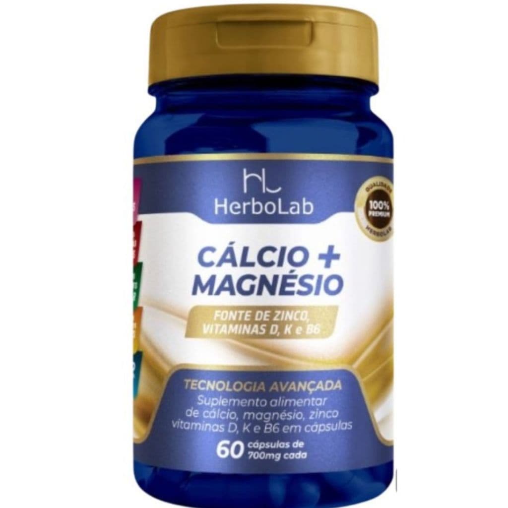 Calcio + magnésio + Vitamina B6 vitamina  D Vitamina  K e Zinco em cápsulas Sem sabor
