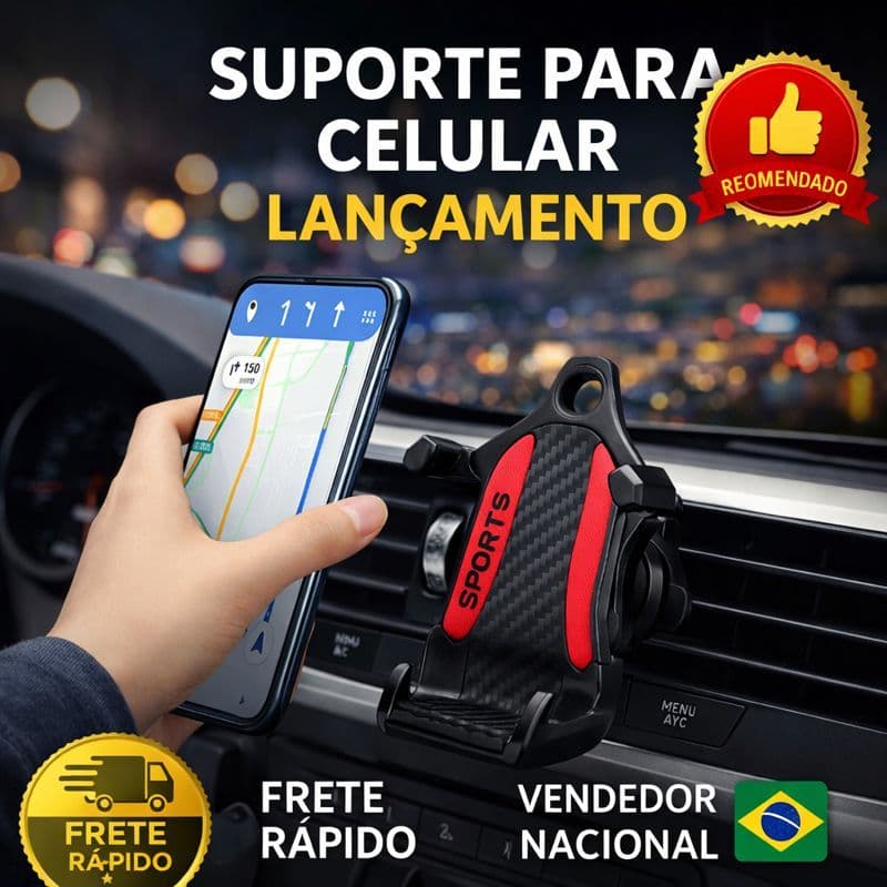 Suporte Celular VEICULAR Universal com Fixação no Ar-Condicionado – Design Esportivo