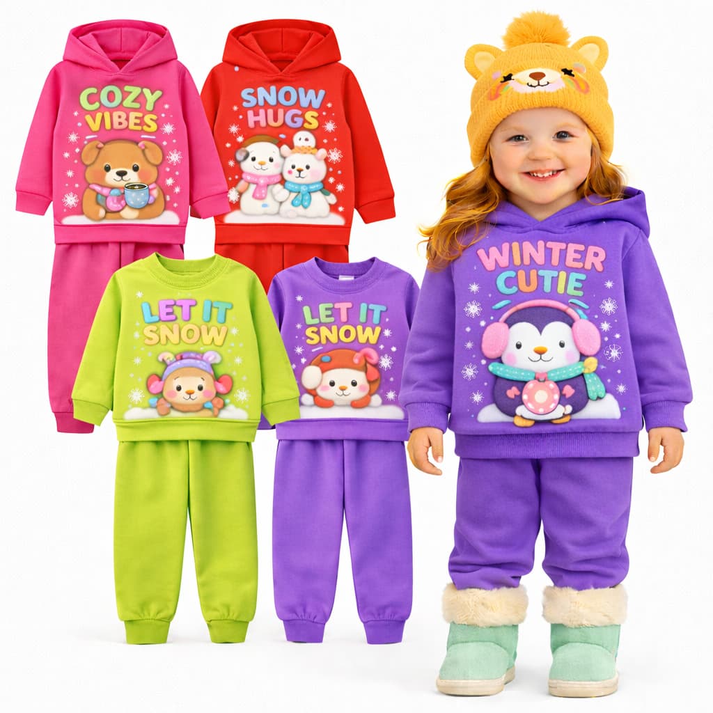 Kit Sortido 2 ou 4  Peças Conjuntos Moletom Infantil Menina Inverno Conjunto de Moletom Infantil Feminino