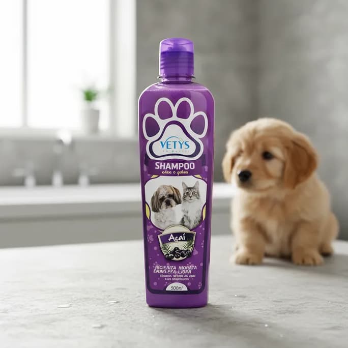 Shampoo Pet de Açaí para Cães e Gatos Adultos e Filhotes - 500ml - Vetys