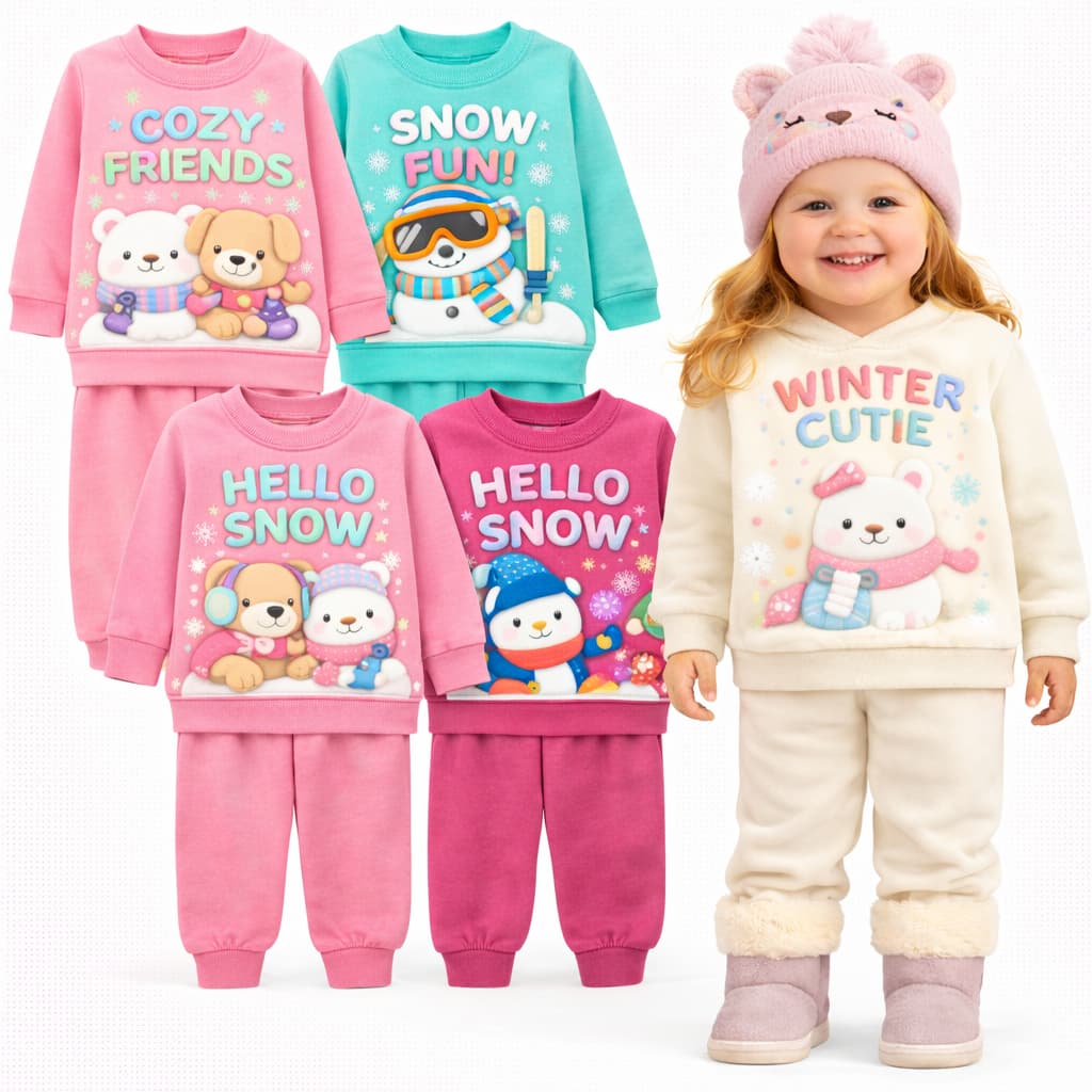 Kit 2 ou 4 Peças Roupa de Moletom Infantil Menina Inverno Conjunto de Moletom Infantil Feminino Manga Longa Bebê Inverno