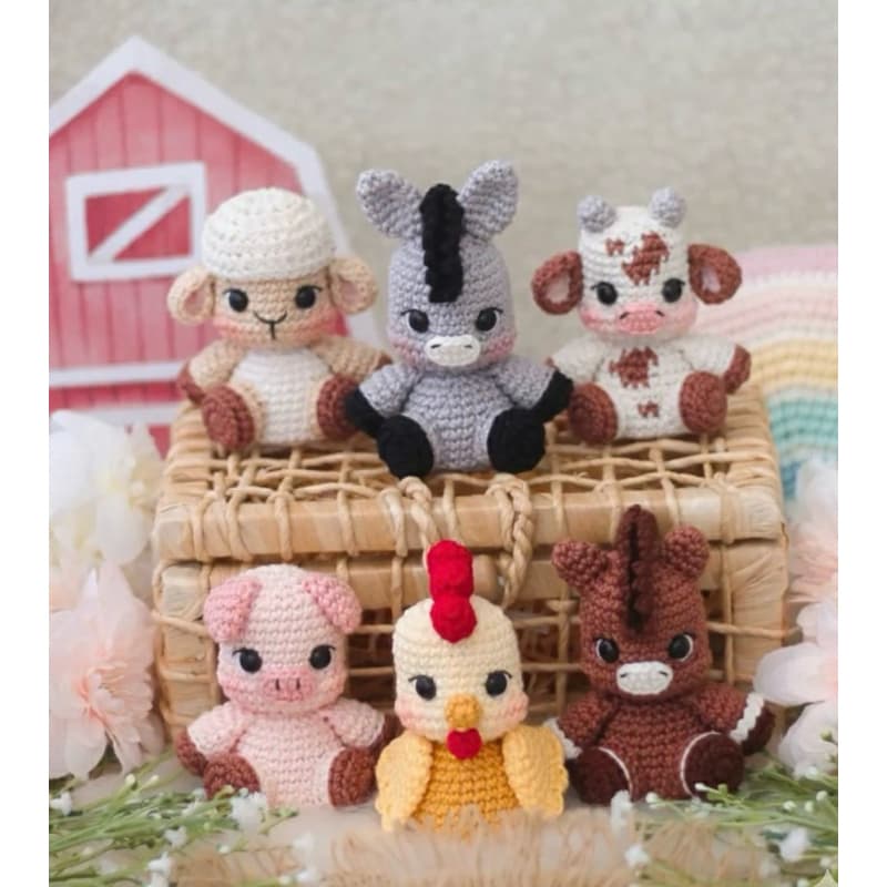 Kit mini fazendinha 6 peças ou escolha o bichinho ovelha burrinho vaquinha porquinho galinha cavalinho amigurumi croche