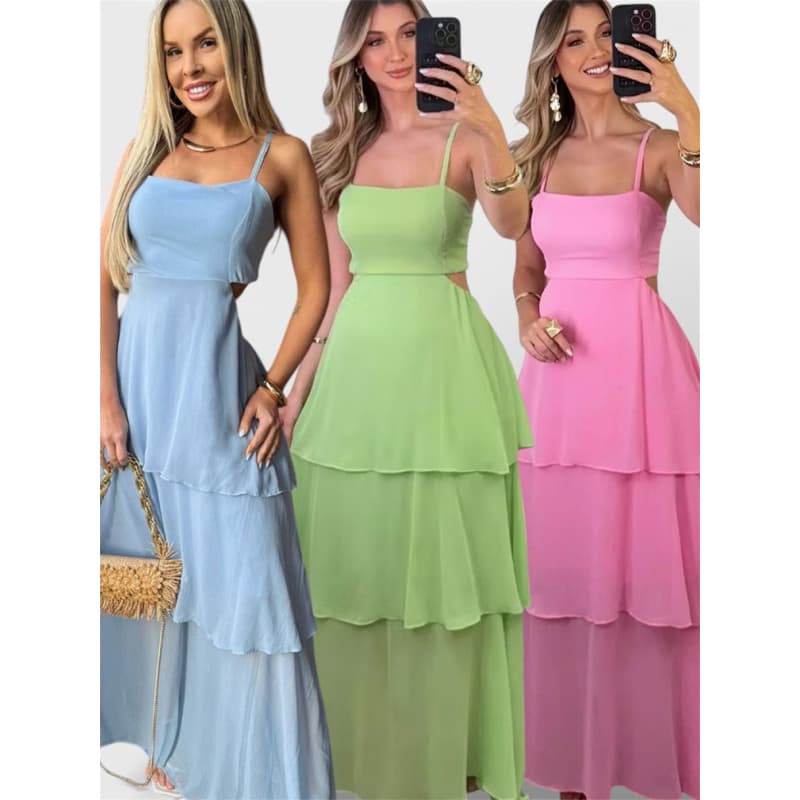 VESTIDO LONGO PARA FESTAS ESPECIAIS OU CASAMENTO SAIA DE TRÊS MARIAS