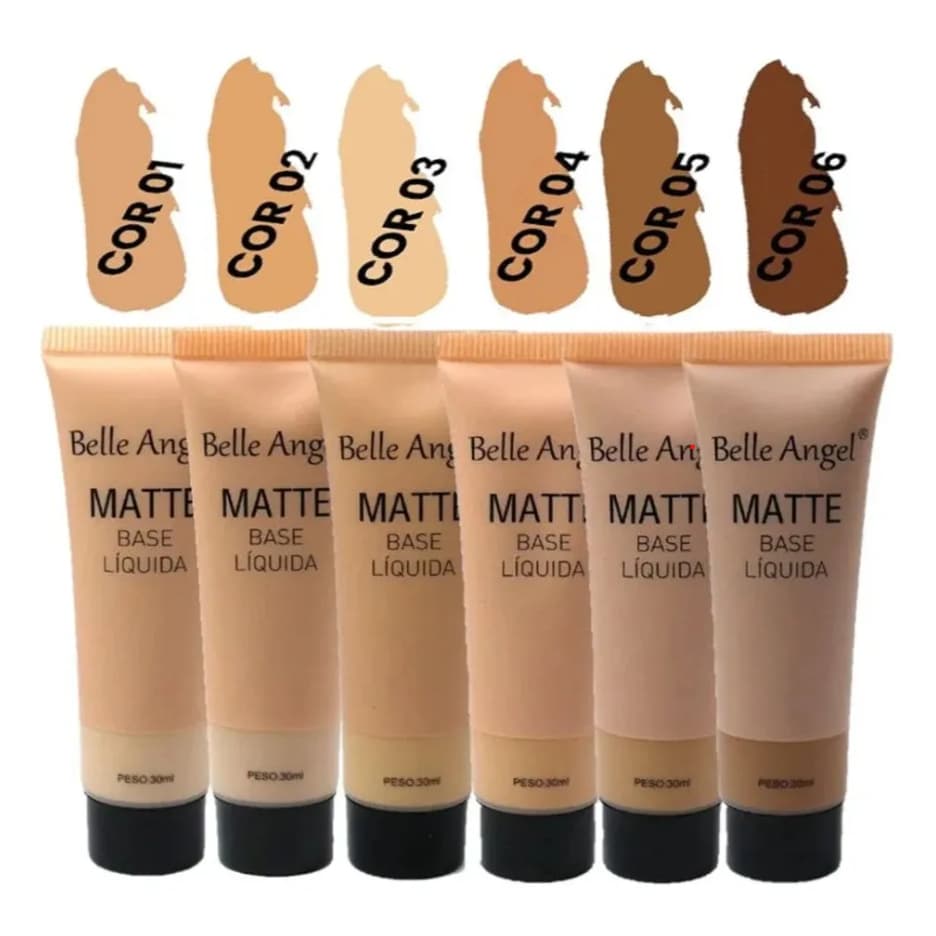 base liquida belleangel matte, cobertura impecavel, acabamento aveludado, maquiagem, longa duração