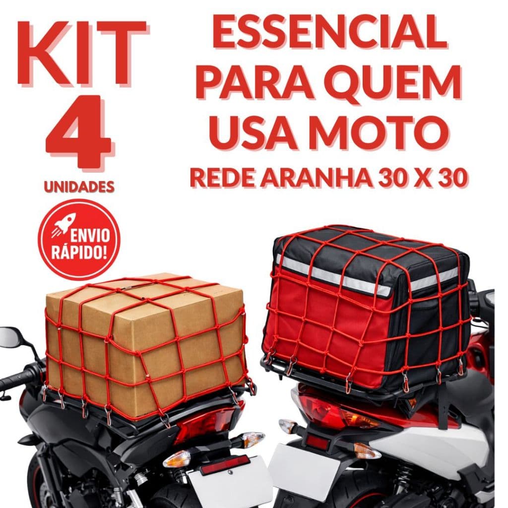 Rede Aranha Elástica 30x30Cm Acessório Moto Bag Motoboy Entregador Moto Bicicleta Carro Casa Camping