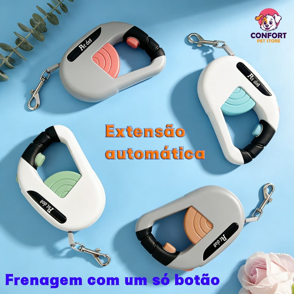 Guia retrátil automática para animais de estimação de 3 a 5 metros,Guia grande para cães de até 15 kg