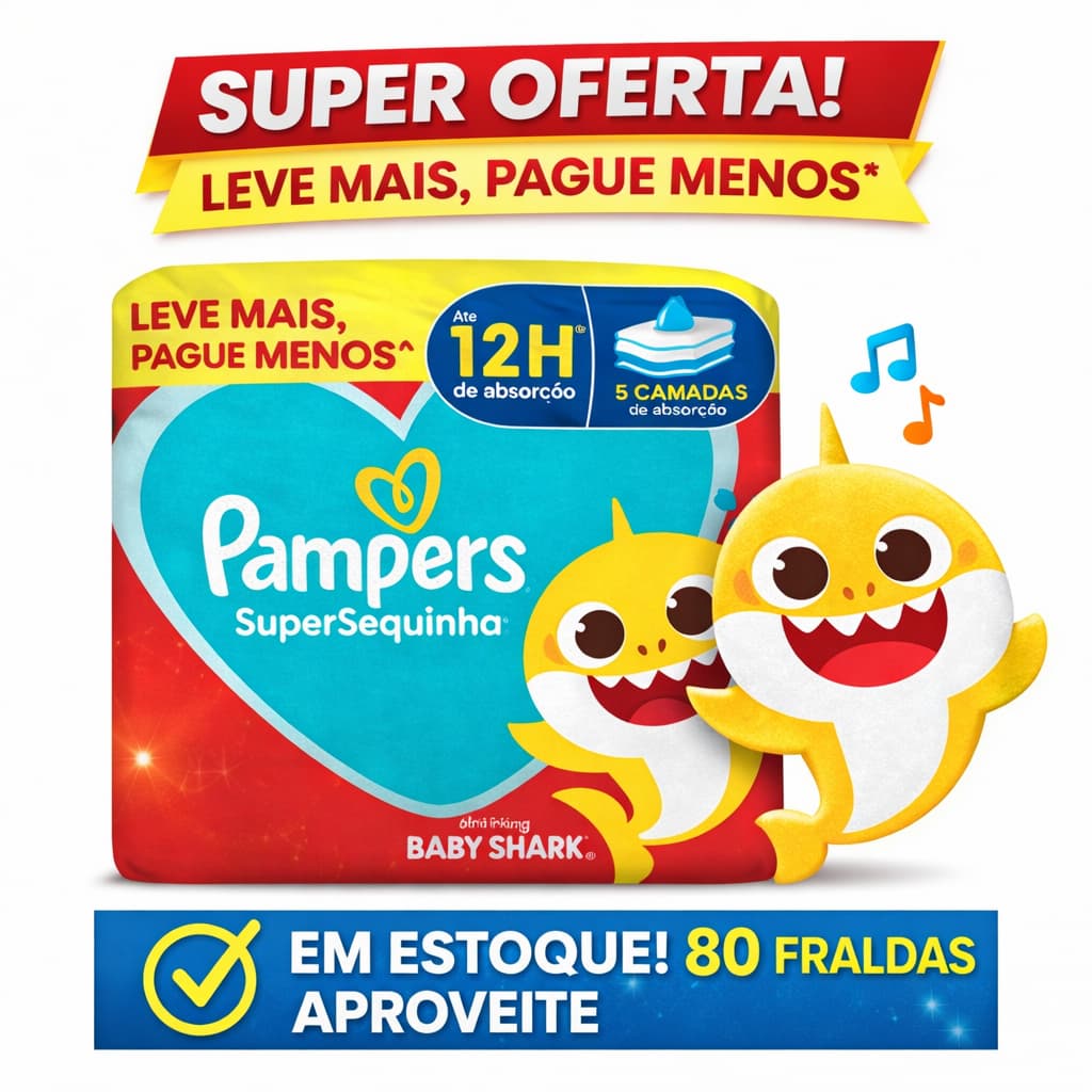 Fralda Pampers SuperSequinha XXG 66 Unidades Leve Mais Pague Menos