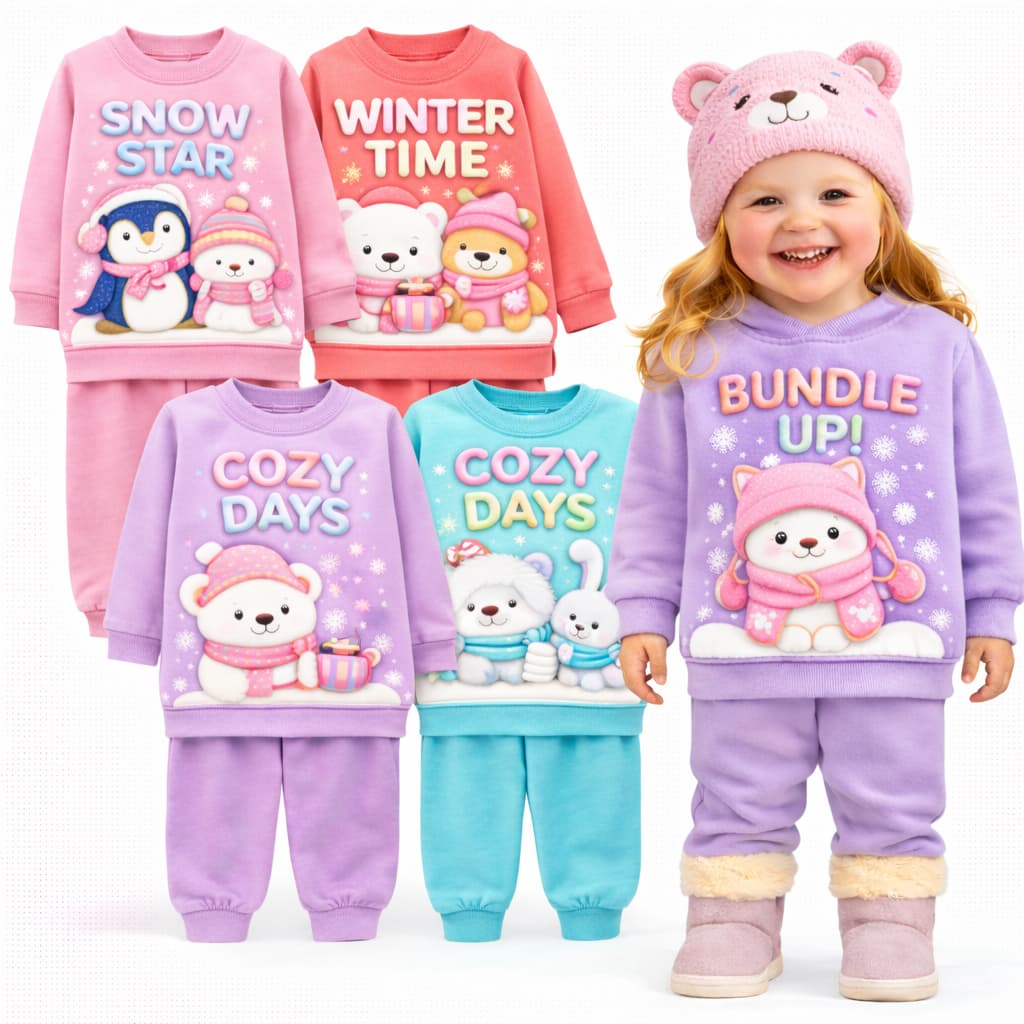 Kit Sortido 2 ou 6 Peças de Moletom Infantil Menina Inverno Conjuntos Moletom Infantil Bebê Feminino Inverno Sortidos