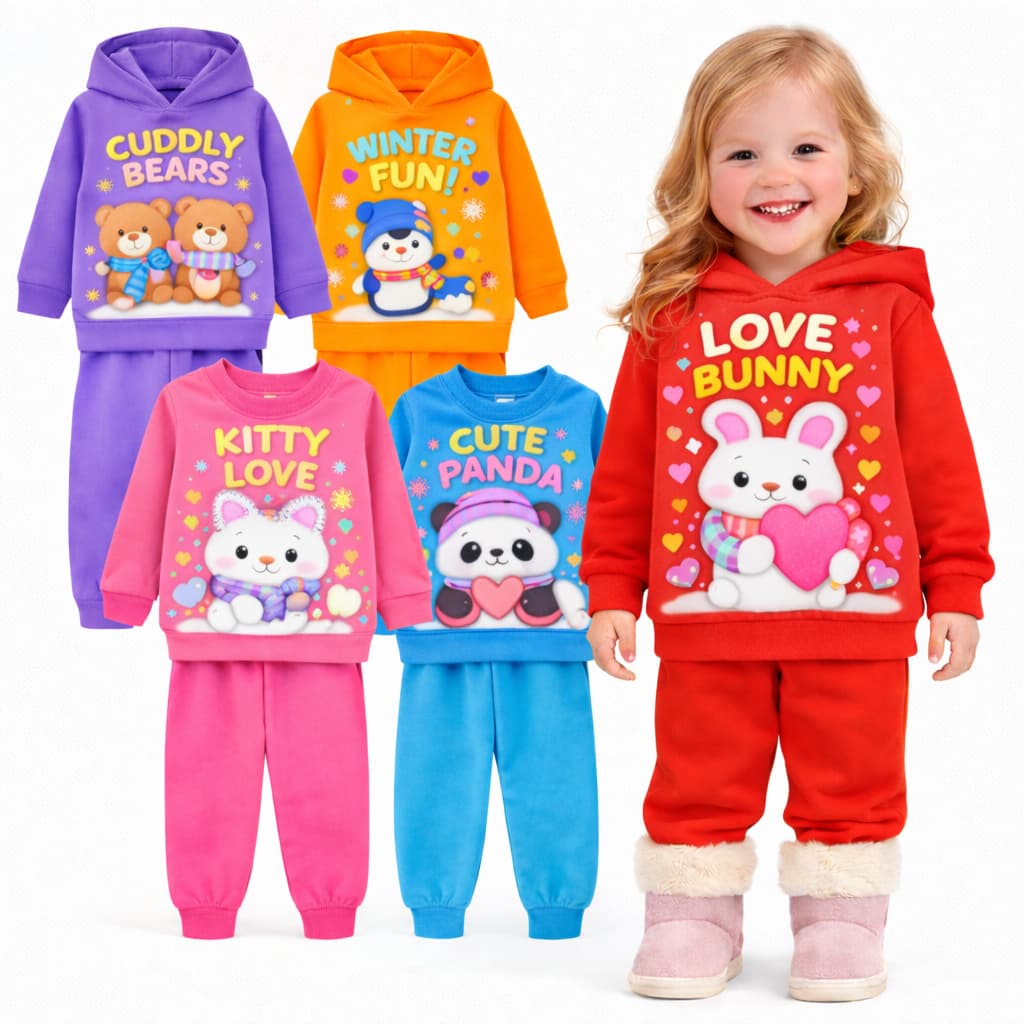 Kit Sortido 2 ou 4  Peças Moletom Inverno Conjunto Bebê Inverno Menina Roupa Frio Quentinho Moletom Infantil Promoção